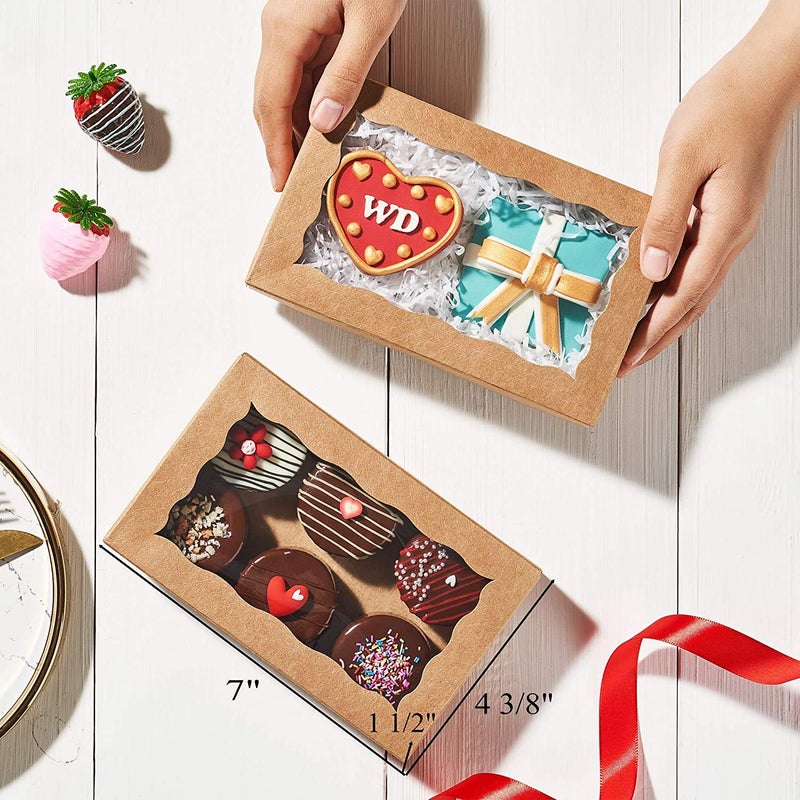 RomanticBaking 50 Pack Auto-Popup Cookies Boxes 7" x 4 3/8" x 1 1/2"Pastry Boxes Macaron Boxes Hot Chocolate Bombs Boxes Donut Boxes Brownies,Cakesicle Boxes - Image 5